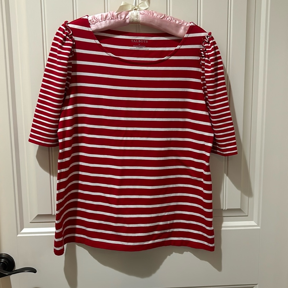 SOLD Talbots striped  red and white t shirt